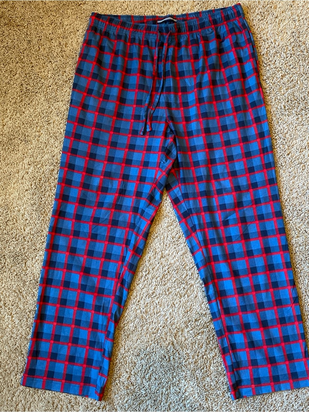 Nautica Flannel Pajama Pants Mens L Blue Plaid Soft Drawstring Lounge Sleepwear